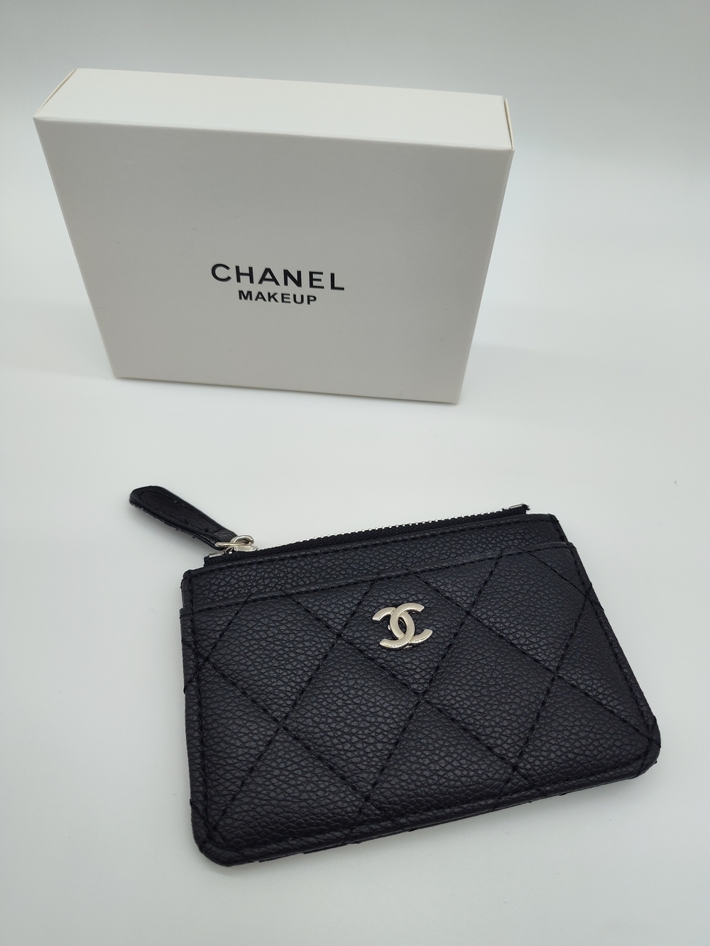 CHANEL Makeup Quilted Card Holder Coin Purse Black CC Beauty Collection NIB GWP